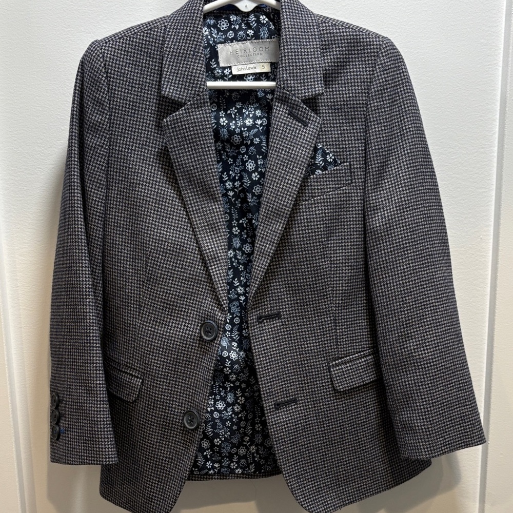 Kids Houndstooth Blazer - Black and White